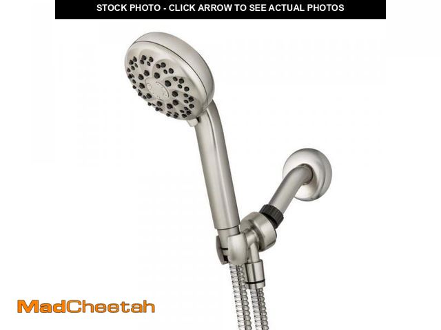 Lot 74-12464043 - Waterpik 7-Spray Wall Mount Handheld Shower Head 1.8 GPM in Brushed Nickel - UNUSED