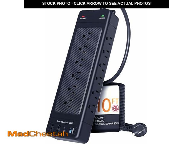 Lot 74-13548868 - Surge Protector Power Strip/Heavy Duty 10ft Extension Cord with Multiple outlets/High Joules Protect...