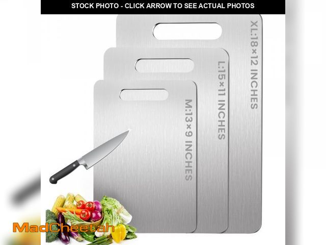 Lot 74-12431481 - 100% Pure Titanium Cutting Board - 13x9 Inch Non-Slip Kitchen Chopping Board, Dishwasher Safe, Scrat...