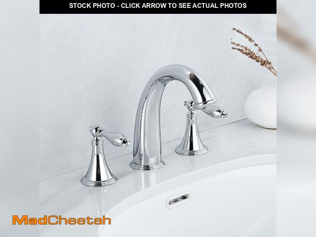 Lot 74-12441954 - SaniteModar Chrome Bathroom Sink Faucet,Brass Bathroom Faucet 3 Hole,Widespread Bathroom Faucet for ...