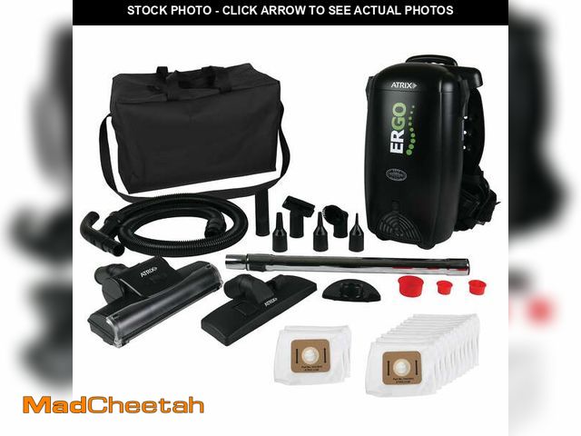 Lot 74-12646403 - Atrix Commercial 8-Qt Ergo Backpack Vacuum &amp; Blower w/Multisurface Accessory Bundle - USED