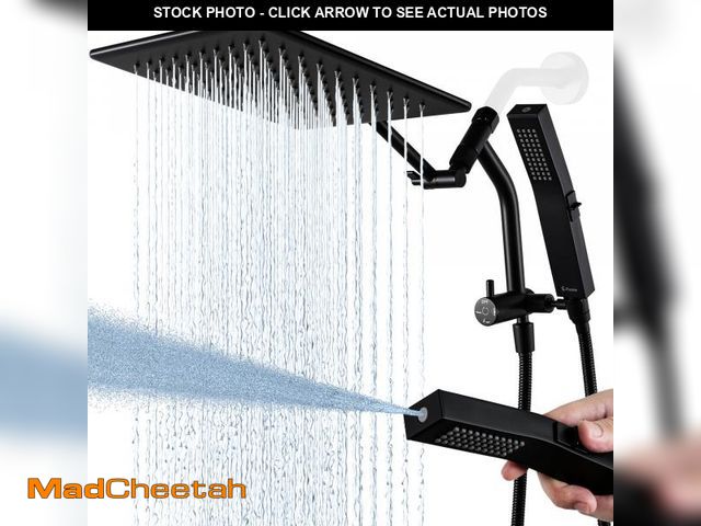 Lot 74-12436668 - G-Promise All Metal 10 Inches Rain Shower Head with Handheld Built-in Power Wash Mode, 3-way Diverte...