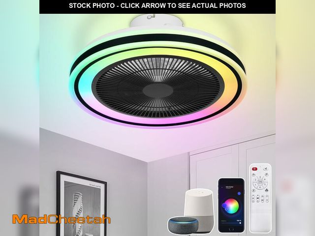 Lot 74-13710865 - Wvsrbyr Bladeless Ceiling Fan with Light, Low Profile Ceiling Fan with Light and Remote/Alexa/APP/Vo...