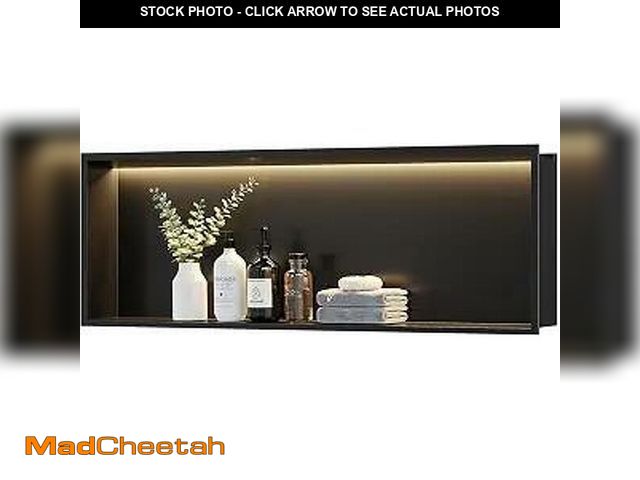 Lot 74-14204463 - Neodrain LED Light Shower Niche, Matte Black Wall Niche, 36"X12", Stainless Steel Bathroom Cabinet w...