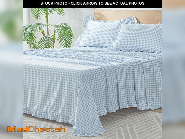 Lot 74-14210440 - kisswish Gingham Full Sheet Set, Lightweight Super Soft Brushed Microfiber Plaid Bed Sheets with 16"...