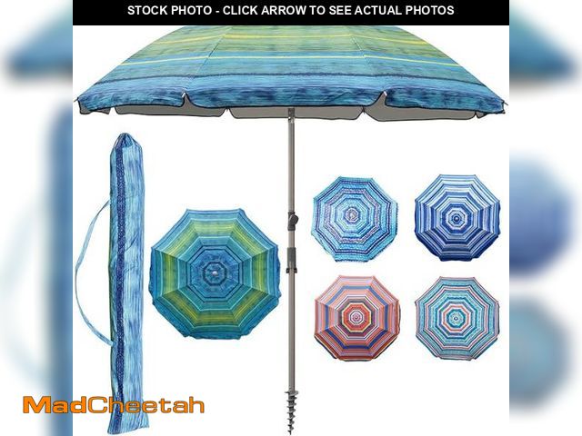 Lot 74-12398770 - Blissun 7.2' Portable Beach Umbrella with Sand Anchor, Tilt Post, Carry Bag, Air Gate, Green - UNUSE...