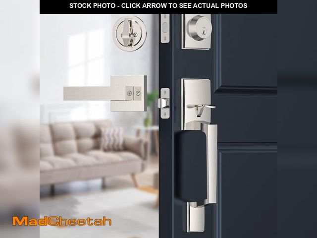 Lot 74-11547589 - Brightify Satin Nickel Front Door Handle, Satin Nickel Door Handle with Door Lever, Front Door Handl...