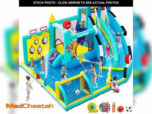 Lot 74-12572373 - FINCOME Bounce House Double Slides for Kids 3-10, Large Bounce Castle with Air Blower 550W, Pool, Ju...