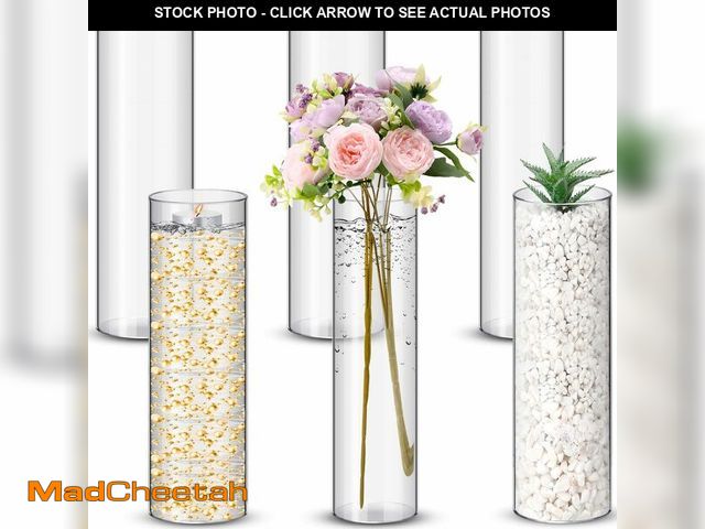 Lot 74-14211928 - Nuogo 6 Pcs Plastic Clear Cylinder Vase for Home Acrylic Flower Clear Vase Centerpiece for Centerpie...