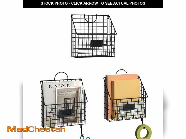 Lot 74-12719285 - Yuzehuaza Hanging Wall File Organizer Metal Wall Mounted File Holder Folder with Handles and Hooks, ...