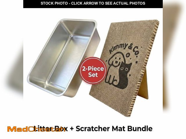 Lot 74-13817715 - CrazyMall Extra Large Non-Slip Stainless Steel High-Sided Cat Litter Box Set with Multi-functional E...