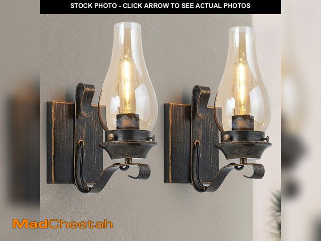 Lot 74-13721253 - Wall Sconces Sets of 2, Oil Rubbed Bronze Hardwired Wall Sconce Indoor, Retro Rustic Wall Lamps with...