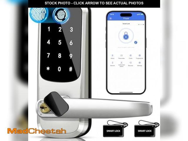 Lot 74-12127881 - Keyless Entry Door Lock with Keypad, Fingerprint Exterior Locks, Door Handle Deadbolt with Code, Sma...