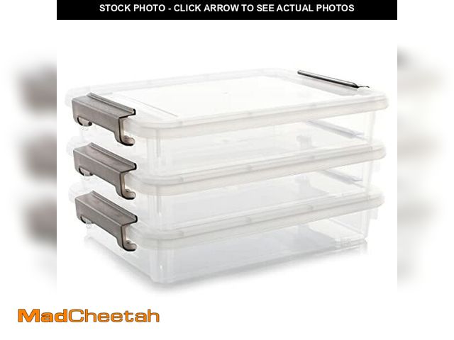 Lot 74-12680295 - Citylife 3 PCS Plastic Storage Bins with Latching Lids Portable Project Case Clear File Box Stackabl...