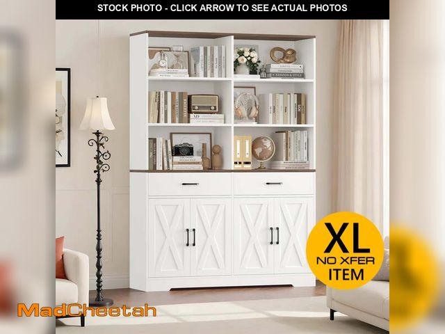 Lot 74-12667161 - Homfa 69'' Tall Bookcase with 2 Drawers, 6-Tier 6 Cubes Display Bookshelf, 4 Doors Double Row Bookca...