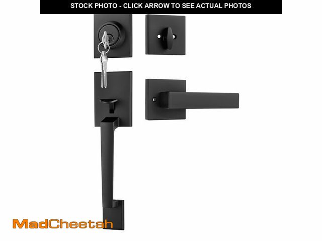 Lot 74-12972635 - goldenwarm Front Door Handle and Deadbolt Set, Black Front Door Lock Set with Reversible Handle Leve...