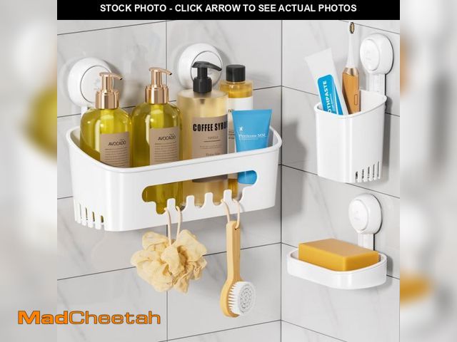 Lot 74-12180489 - LEVERLOC Shower Caddy Suction Cup Set Shower Organizer &amp; Soap Holder &amp; Toothbrush Holder, Ba...