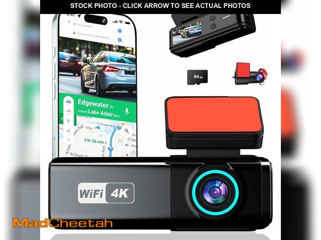 Lot 74-12452411 - Dash Cam Front and Rear, 4K + 1080P Dual Dash Camera for Cars with Free 64GB Card, 5GHz WiFi, 360ÃÂ...