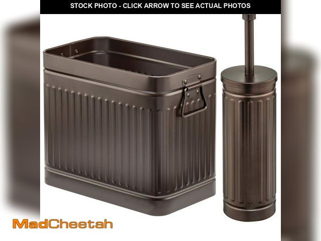 Lot 74-13717252 - mDesign Metal Compact Toilet Bowl Brush, Rectangle Wastebasket, Garbage Can/Recycling Bin Combo for ...