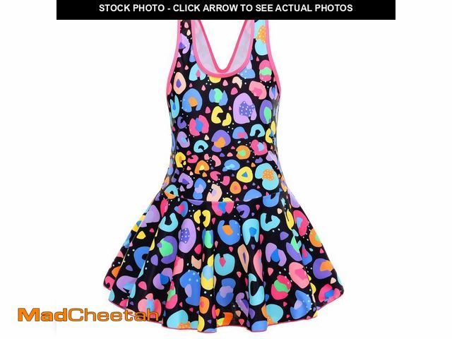 Lot 74-13629663 - RuuYiicoco Girls One Piece Unicorn Swimsuit Mermaid Swimwear Rainbow Bathing (Black Leopard, 10-11 Y...