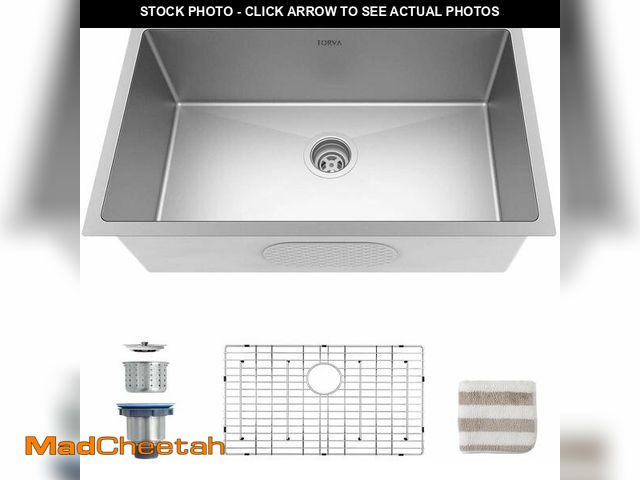 Lot 74-14239662 - TORVA 32-Inch Undermount Kitchen Sink, Premium 304 Stainless Steel Bar Sink - 10 Inches Deep Basin S...