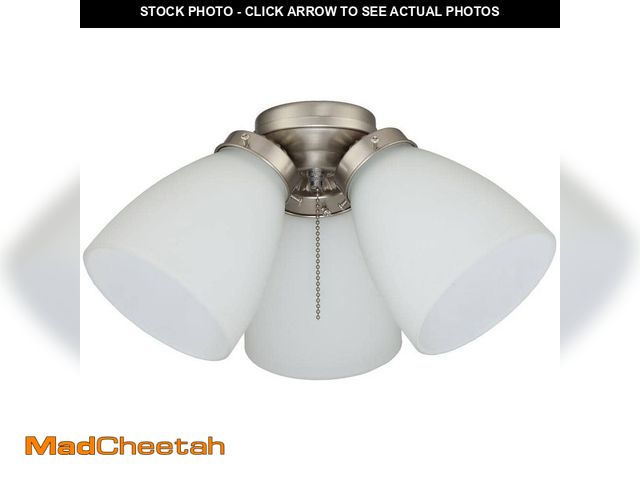 Lot 74-14222890 - Hampton Bay 3-Light Brushed Nickel Ceiling Fan Shades LED Light Kit - UNUSED