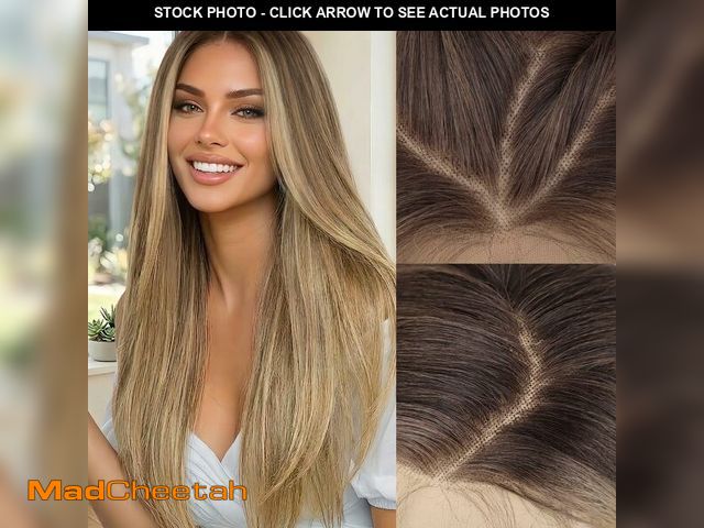 Lot 74-13621737 - AISI HAIR 13x4 Ombre Blonde Straight Lace Front Wig for Women Synthetic Pre Plucked Blonde Glueless ...