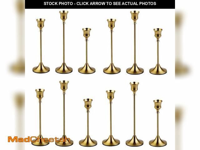 Lot 74-14205476 - 4 Sets(12 Pcs) Candle Stick HoldersÃ¯Â¼ÅBrass Gold Metal Taper Candle Holders, Vintage Modern Decor...