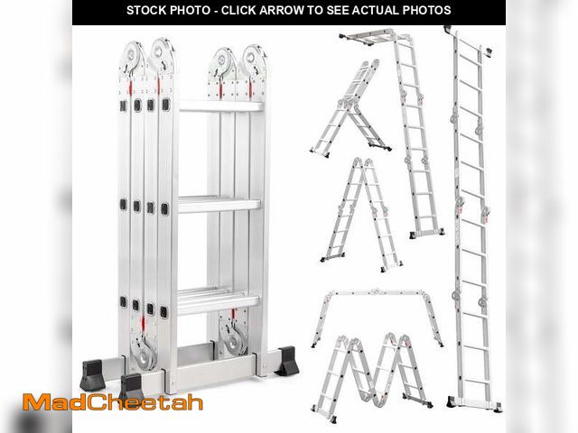 Lot 74-13778083 - Ktaxon 12.5ft 7 in 1 Multi-Purpose Scaffold Ladder, Heavy Duty Folding Aluminium Extension Ladder, E...