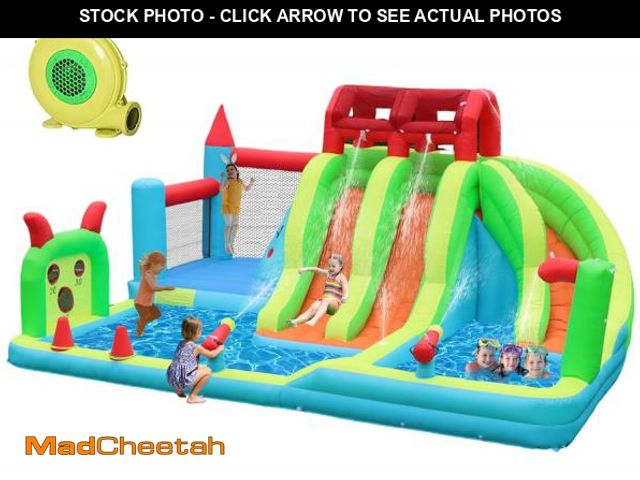 Lot 74-12161855 - HIJOFUN Giant Inflatable Water Park, 10-in-1 Bounce House Combo, 3 Slides with Pool, Kids 3-12 - UNU...