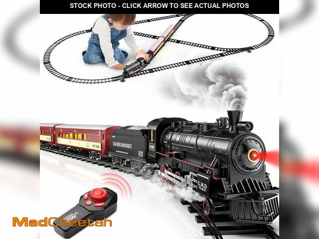 Lot 74-12761903 - Hot Bee Train Set for Boys, Alloy Remote Control Train Sets with Steam Locomotive, Light Up Cars and...