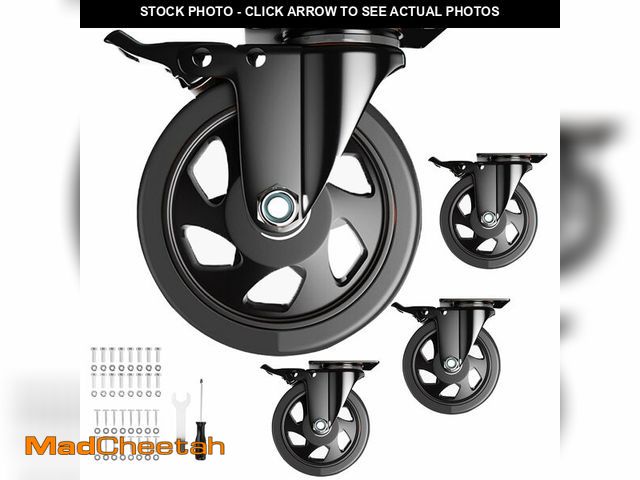 Lot 74-14215650 - YUPEZOP 5 Inch Swivel Caster Wheels, Set of 4 Heavy Duty, Locking Industrial Casters with Brake, Bla...