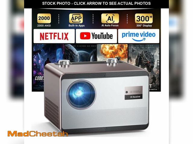Lot 74-14293536 - 2000 ANSI Lumens Built-in Streaming App Full HD Smart Projector, HAPPRUN Native 1080P Movie Projecto...