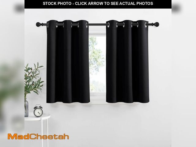 Lot 74-12975851 - NICETOWN Black Small Window Curtains - Thermal Insulated Home Decor Blackout Grommet Halloween Curta...