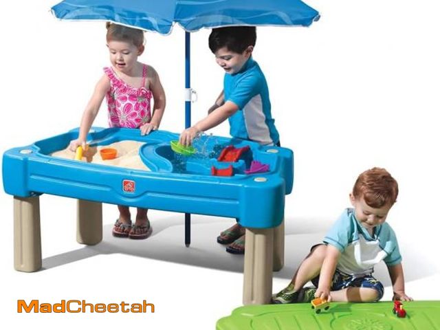 Lot 74-12097449 - Step2 Cascading Cove Sand and Water Table, Kids Activity Sensory Playset, Comes with Umbrella, Summe...
