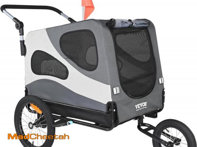 Lot 74-12285054 - VEVOR Dog Bike Trailer, Supports up to 100 lbs, 2-in-1 Pet Stroller Cart Bicycle Carrier, Easy Foldi...