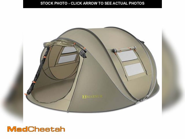 Lot 74-12549892 - MARNUR Instant Tent 4-Person Camp Tent, Auto Setup Pop Up Tent, Pordable, Huge Door &amp; Windows, G...
