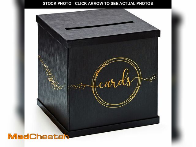Lot 74-14057384 - Black &amp; Gold Card Box, Large 10Ã¢â¬Â Gift Card Holder for Wedding Reception, Graduation Party,...