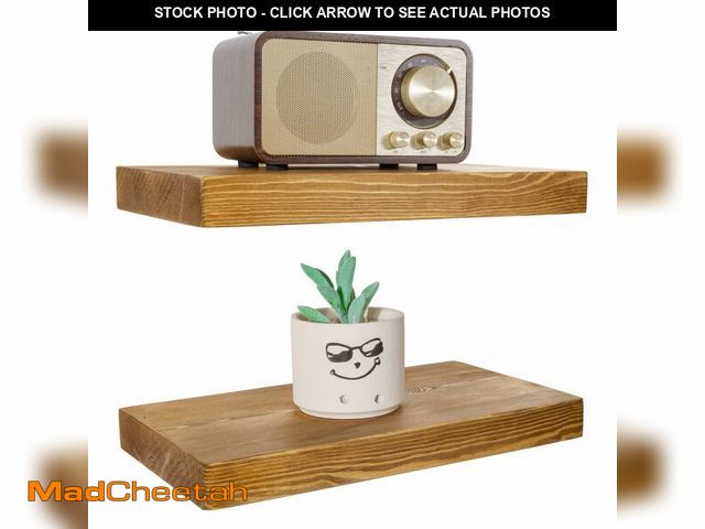 Lot 74-14206737 - BGMG Wood Floating Shelves for Wall 12 inch Set of 2, Rustic Wooden Wall Mount Shelves for Living Ro...