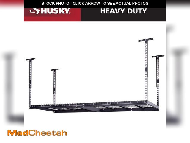 Lot 74-12597779 - 97.5 in. W x 43.75 in. H x 32 in. D Adjustable Height Metal Heavy-Duty Overhead Garage Storage Rack ...