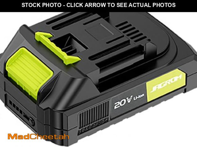Lot 74-11907434 - JAGROM 20V Lithium-ion Battery, Compatible with JAGROM MJ8602 String Trimmer and Leaf Blower, 1 Pack...