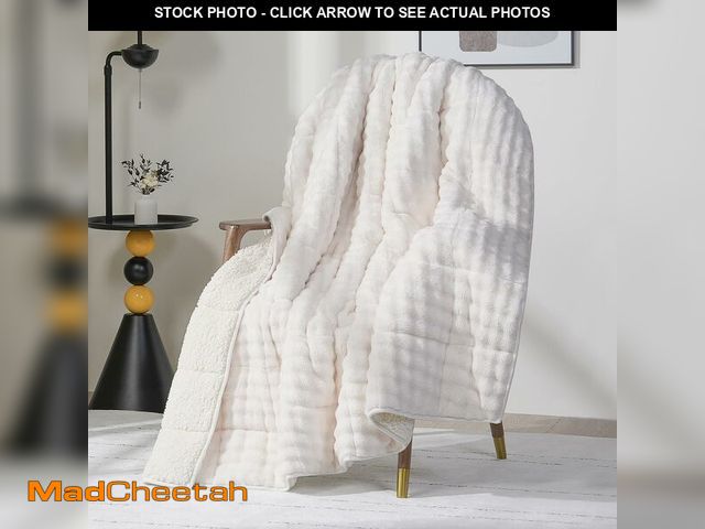 Lot 74-12699637 - Cottonblue Weighted Blanket 12lbs Bubble Fleece Plush Sherpa Heavy Weighted Blankets for Adults, Fit...