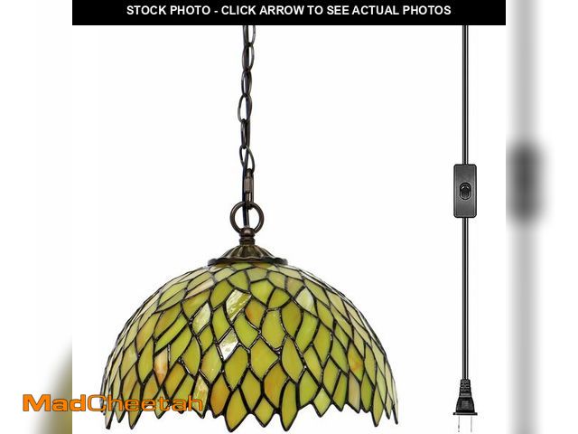 Lot 74-14347939 - HWDFEI Tiffany Pendant Light Plug in Stained Glass Hanging lamp 12X12X181 Inch Hanging Lamp Living R...