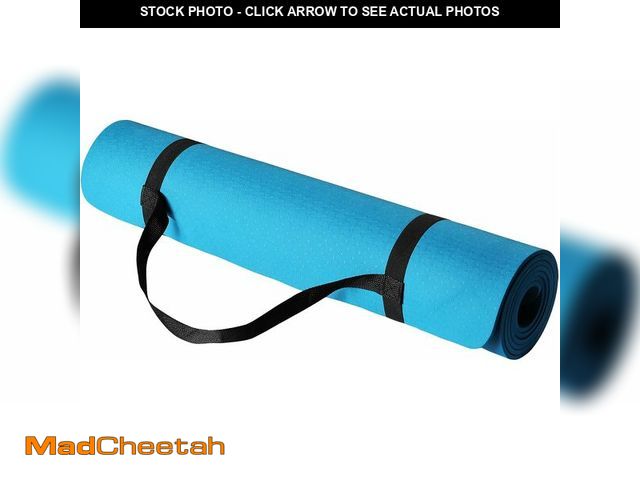 Lot 74-13041877 - Basics 0.25 inch Thick TPE Exercise Yoga Mat with Carrying Strap, Aqua - UNUSED