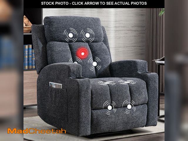 Lot 74-13778618 - Bestier 33.5 in. W Gray Fabric Manual Massage Recliner Chair with Remote Control and 2 Dual Cup Hold...