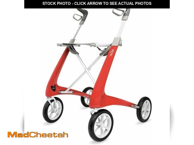 Lot 74-13041207 - byACRE Carbon Ultralight Rollator Walker with Organizer Bag, Red, Regular Track - UNUSED