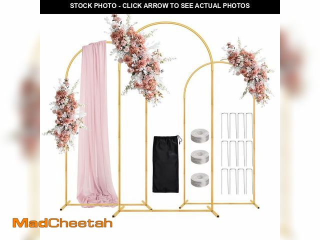 Lot 74-14066325 - WellSign Wedding Arch Backdrop Stand 6FT, 5FT, 4FT Set of 3 Metal Gold Balloon Arch kit Stand for Ce...
