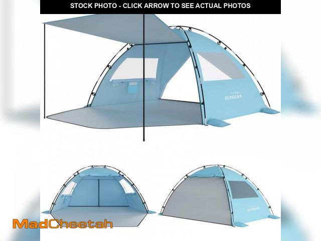 Lot 74-12048920 - Elegear Beach Tent Sun Shelter with Canopy, 4-5 Person Pop Up Beach Tent, Easy Setup UPF 50+ UV Prot...