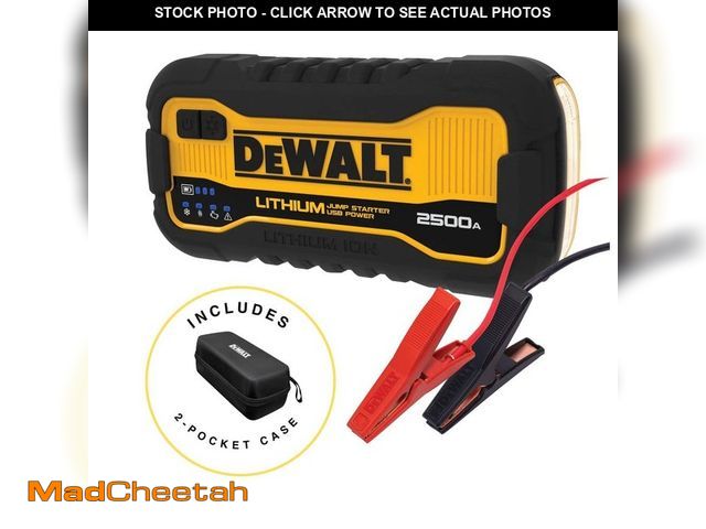 Lot 74-13691600 - DEWALT 2500 Peak Amp Lithium Jump Starter with USB Power Bank and Carrying Case - UNUSED