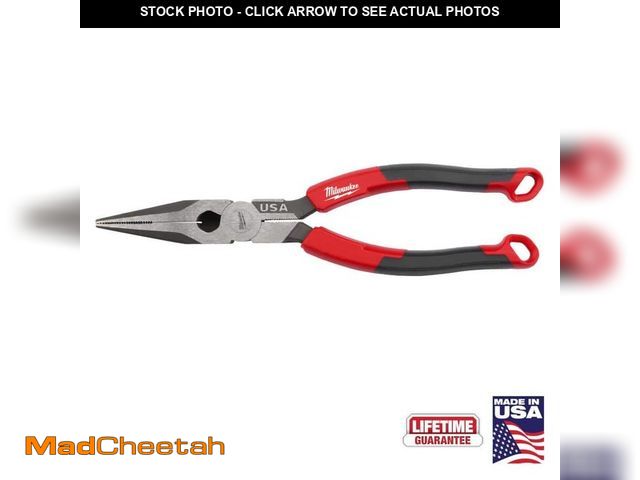 Lot 74-13692197 - Milwaukee 8 in. Long Needle Nose Pliers with Fish Tape Puller and Comfort Grip - UNUSED